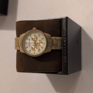 Michael Kors Ivory & Gold Watch with box and instructions